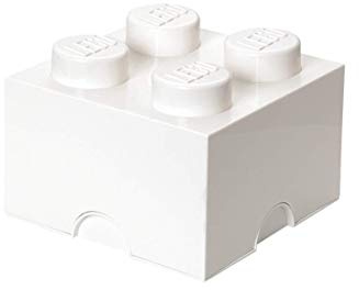LEGO Storage Brick 4 Knobs bianco - Scatola Portaoggetti Impilabile 5,6 l – Contenitore in Plastica con Coperchio, Organizer per Scrivania e Giocattoli
