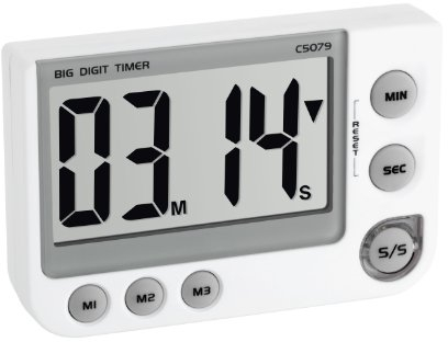 TFA Dostmann digitaler Timer und Stoppuhr, 38.2024, mit Memory Funktion, mit Magnet/Ständer/Aufhängeöse, 3 Lautstärken, weiß, L 91 x B 21 (30) x H 60 mm