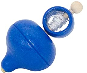 Trottola in legno, trotola classica con azionamento a filo (blu) 6420