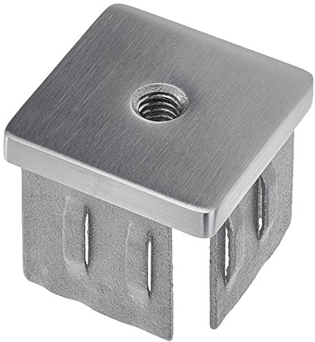 CROSO Endkappe eckig | für Vierkantrohr 40x40 mm | mit M8 Gewindeloch | Edelstahl V2A geschliffen | 1 Stück