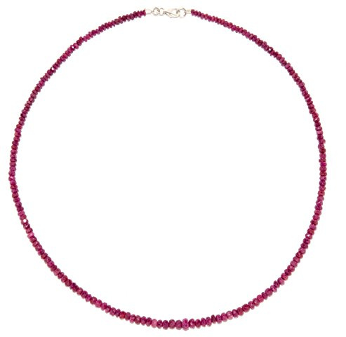 Rubin Schmuck Halskette Rubin Linsen (Namibia) facettiert Größe ca. 3 mm bis 4 mm Verschluss 925er Sterling-Silber Modellnummer 1591
