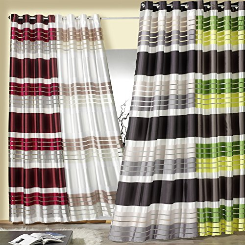 heimtexland Gardine Blickdicht Ösenschal mit chic schimmernden Querstreifen in grün-gelb-Stone HxB 245x140 cm hochwertige weichfliesende Qualität mit schönem Fall Typ201