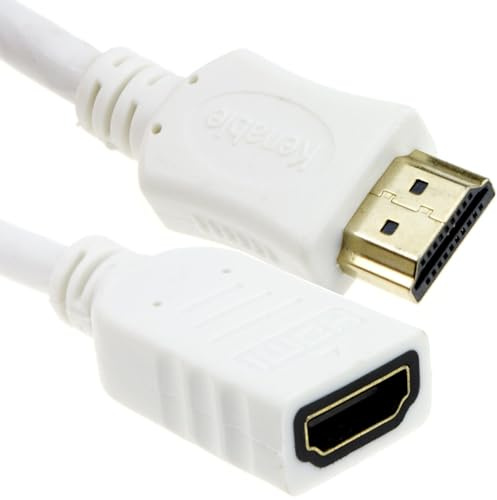 kenable Blanc HDMI d'extension Rallonge Cordon Haute Vitesse Mâle Femelle 1080p TV câble 1 m [1 mètre/1m]