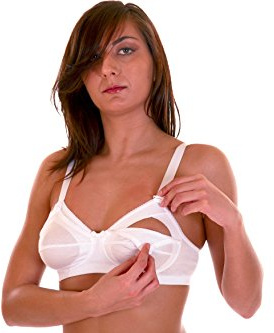 Premamy - Sostén para Maternidad, Copa Blanda, Jersey algodón, Sujetador de Lactancia - Blanco - V (L)