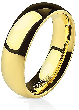 Bungsa Goldener Verlobungsring klassisch hochglanzpoliert Edelstahl für Damen & Herren 49-70 (Fingerring Partnerringe Verlobungsringe Trauringe Damenring Chirurgenstahl Frauen Männer)