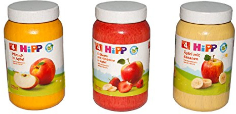 tanner DER KLEINE KAUFMANN TANNER Deco - Hipp Gläser Set, für Puppenbaby, Zubehör für Kaufmannsladen, lebensmittelechtes Design, 0995.8