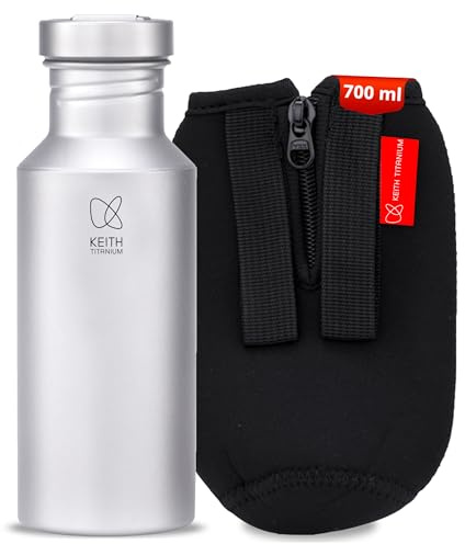 Keith Titanium Trinkflasche mit Bajonettverschluss Ti3032 700 ml Titan Wasserflasche für Tee Kaffee wiederverwendbare Outdoor Flasche für Camping Wandern und Reisen