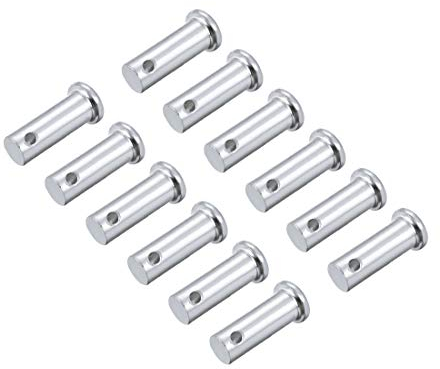 sourcing map 12 Stück Steckbolzen Flachkopf Einloch Gabelkopf Rundbolzen Gabelbolzen, 10mm X 25mm Splintstift Verzinkung Massiver Stahl Lochbolzen