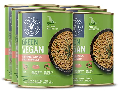 Pets Deli Veganes Nassfutter für Hunde mit Lupinen, Mangold, Süßkartoffel und Zucchini ohne Zucker und Gluten 6 x 400g