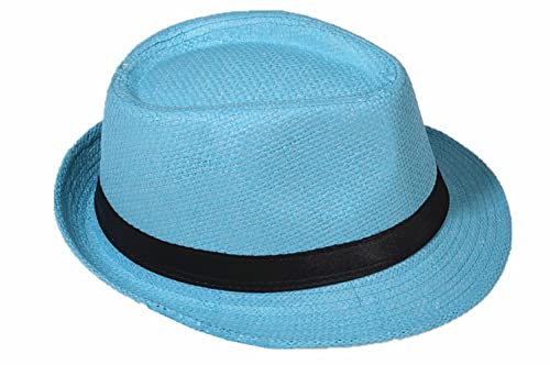 Miobo Strohhut, Fedora für Herren, Damen, Kinder, Trilby-Design, Sonnenschutz