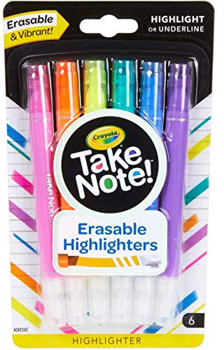 Crayola Take Note radierbare Textmarker, cooles Schulbedarf, Keilspitze, 6 Stück, 2 Stück