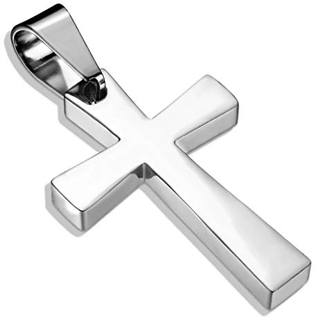 Paula & Fritz® Damen Ketten-Anhänger lateinisches Kreuz 316L Chirurgenstahl Gold Silber Schwarz Halsketten-Anhänger Pendant Herren-Kettenanhänger