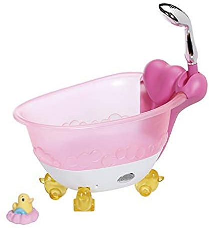 BABY born 831908 Bath Badewanne mit Licht- und Sound-Effekten und echtem Wasser sowie Badeente, Puppenzubehör für Puppen bis 43 cm, Bunt