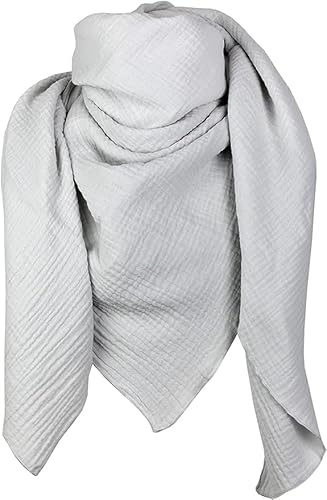 XXL Musselin Tuch Schal 100% feine Baumwolle 130x130cm Damenhalstuch Halstuch Musselintuch Musselin Damen Herren Männer Frauen