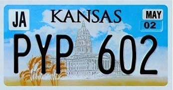 OPO 10 - Plaque D' IMMATRICULATION de Voiture USA - réplique en métal 30x15 cms : Kansas (C20)