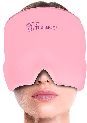 TheraICE Headache Relief Cap, Migraine Ice Pack Mask Products, Women Cooling Gel Hat, Face Cold Compress Head Wrap for Her Stress. Great Birthday Gift for Mom, Sister, Grandma, Girlfriend, & Teacher