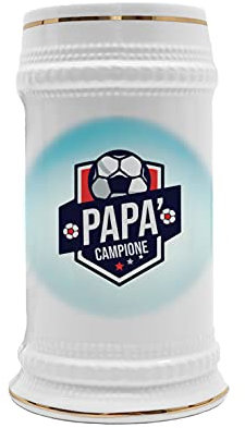 Boccale da Birra Festa del Papà Calcio Papà Campione, Calciatore Boccale per Birra da 500 ML Boccale Birra Papà Divertente Gadget Papà Boccali in Ceramica Idea Regalo Papà