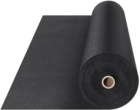 VEVOR Géotextile Non Tissé 1,8x15,2 m Toile de Paillage Anti-Mauvaises Herbes 271 g/m² Tissu d'Allée Perméable Résistant à la Déchirure pour Systèmes de Drainage, Aménagement Paysager, Couvre-sol Noir
