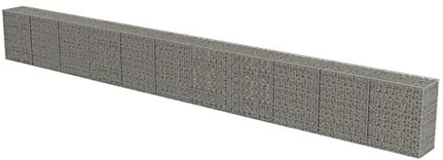 Gecheer Gabionenwand mit Abdeckung Gabione Steinkorb Drahtkorb Gabionenkorb Steinkorb-Gabione Steingabionen Gabionen-Pflanzkorb Gabionenkörbe Gabionen Hochbeet 900 x 50 x 100 cm (L x B x H)