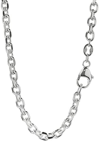 NKlaus Ankerkette massiv 925 Sterling Silber, 4-fach diamantiert, 1 Stück | 3mm breit; für Damen und Herren; mit 925-Silberpunze am Verschluss