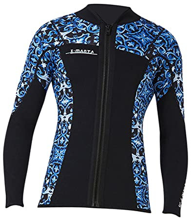 Herren/Damen Neoprenanzüge Jacke 3mm Neopren Oberteile Erwachsene Mädchen Surfen Tauchen Anzug Top Neoprenanzug Jacke Lange Ärmel Wassersport Neoprenanzüge - Herren Blau, XL