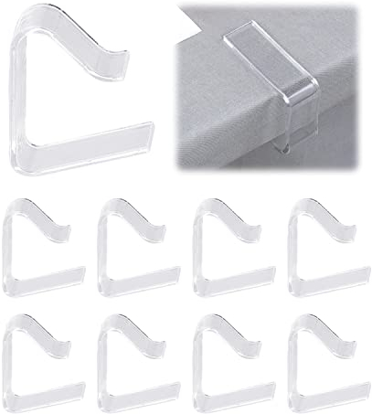 8 mollette per tovaglia trasparenti, clip di fissaggio per tovaglia in plastica, fissatore antiscivolo per la casa, adatto a uno spessore di scrivania di 3,5-5 cm, adatto per cucina e soggiorno.