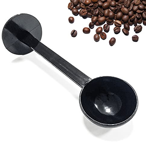 Kaffeskopa och tajper, 2-i-1 multifunktionell kaffebryggare med 10 g mätsked, kaffebryggare verktyg för barista, kaffe, bönpress, kaffekvarn, pressning (svart)