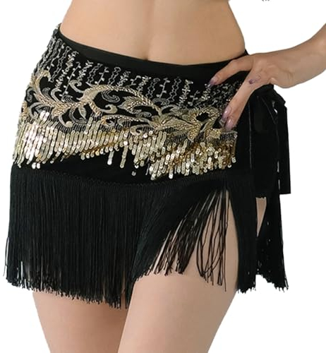 Belly Dance Bauchtanz Gürtel Rock Hüfttuch Bauchtanz Hüfttuch Kostüm Latin Dance Röcke Pailletten Quaste Fransen Outfits Rock Für Damen Samba Ballsaal Tanzkleid