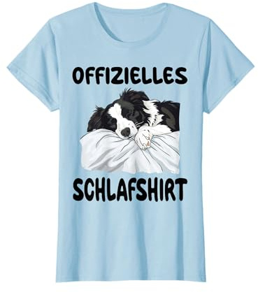 Schlafanzug Nachthemd Nachtwäsche Co. Lustiges Border Collie Hund Offizielles Schlafshirt T-Shirt, Weiß, Kurzarm, Crew-Kragen, Klassische Passform, Unisex, S