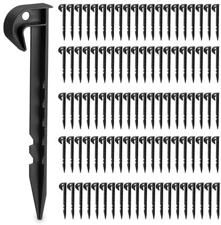 Relaxdays Ground Hook Robotic Lawnmower, 200 Pieces, Laying Aid for Boundary Cable, Plastic, Lawn Robot Accessories, Black