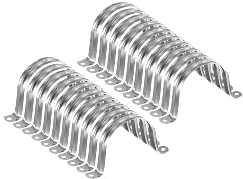 sourcing map 20pcs 3 Inch 75mm Conduit Clamps, M75 U Tube Pipe Clamp | Stainless Steel,Rigid Pipe Strap, U Shaped Bracket with Two Hole for Pipe Tube Hose Wire Cord Fixing
