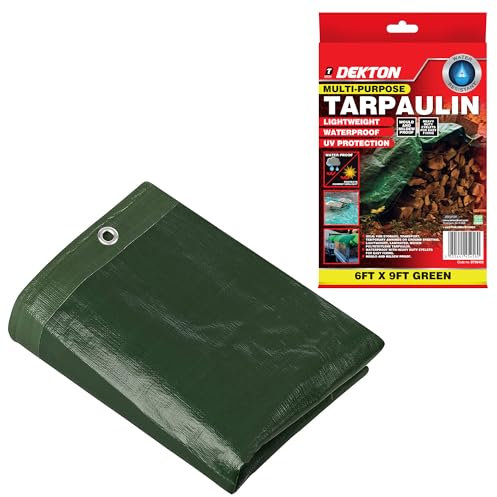 Dekton Tarpaulin 6ft x 9ft | 65 GSM Normal Green | Durable, Weather-Resistant Cover for Outdoor Use | Ideal for Camping, Gardening and Construction Projects | Lightweight and Easy to Handle