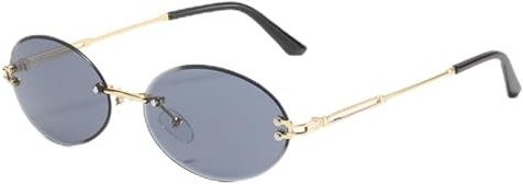 OSAGAMA Mode Sonnenbrille Kleine Ovale Randlose Brille für Damen Herren