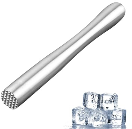 Cocktail Ice Muddler,22.5cm Ice Crusher Stainless Steel Cocktail Muddler,Professional Drink Muddler Fruit Ice Crusher Bar Tools,Bartender Tool,for Mint and Other Fruit Based Drinks Stirring ﻿