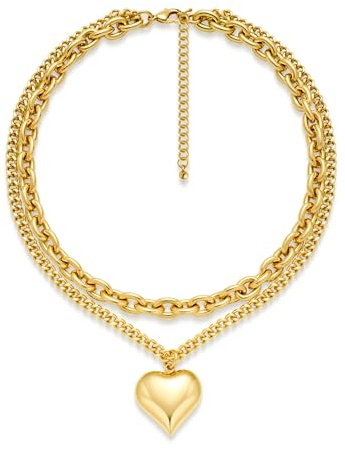 LILIE&WHITE Gold Herz Halskette für Damen, Hypoallergen, Langlebig, Geschenke für Damen,Schmuckstück für Jeden Anlass