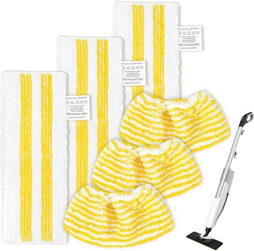 SHYSBV 6 Pack Steam Cleaner Pads Compatible with Karcher EasyFix SC1,SC2,SC3,SC4,SC5 Steam Cleaner, Washable Steam Mop Accessories, Reusable 3 Pack Steam Mop Pads+ 3 Pack Handheld Nozzle Pads