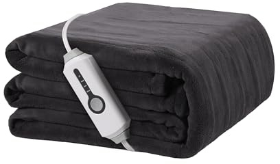 Electric Heated Blanket 72x84 Full Size, Soft Coral Fleece with 4 Heating Levels and 10 Hours Auto-Off, Machine Washable, Cozy Plush Fabric for Home, Women's Gift, Dark Gray