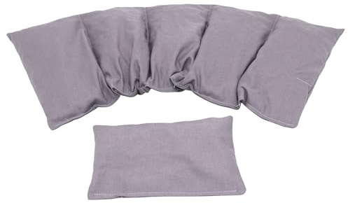 GROßE AUSWAHL STERNE, PUNKTE ... Kirschkernkissen 2 er Set 5 Kammer + kleines 51 x 21 cm Körnerkissen Wärmekissen XXL Schulter Nacken Kältekissen Mikrowelle (Grau Uni, Kirschkerne)
