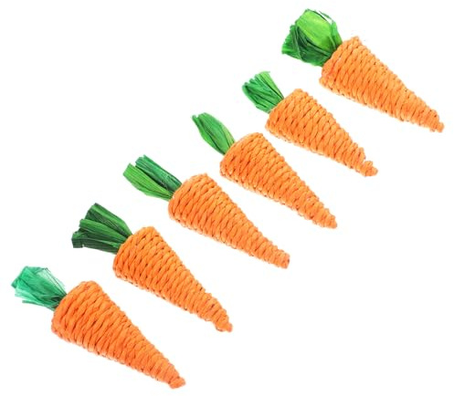 TOYANDONA Jouets à Mâcher pour Cobayes et Hamsters en Paille Tissée Orange, Lot de 6 Pièces, Faits Main pour Nettoyer Dents, à Placer la Cage