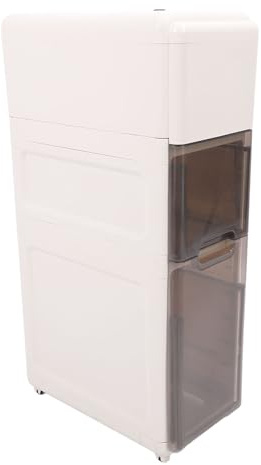 WPKD BLUEIY Slim Plastic Storage Cabinet, 3 Layer Multifunctional Drawer Style Storage Box with Wheels for Rice and Food, Vertical Tall Floor Cabinet, Kitchen Storage Solution