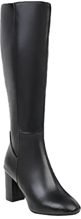 Générique Bottes Hautes Femme Boot Longue Hiver Botte Cuir avec Bloc Talon Chaudes Mode Décontractée Boots Haute Bottes Genou Elastique Botte De Combat De Moto Western Boots Bottines de Moto Pratique