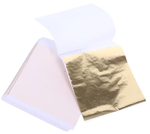 GARIOUANS 100 Stück Imitation Goldfolie Bastelblätter Goldfolie Blätter für Kunsthandwerk Malerei Dekoration Künstlerbedarf Vielseitig Verwendbar Einfache Anwendung