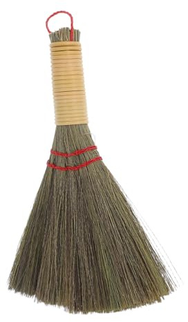 BELLIFFY Scopa Piccola Portatile in Saggina Naturale Manico Corto per Pulizia Desktop e Casa Spazzola Piccola per Superfici Divani e Pavimenti Strumento Leggero e Resistente per Ufficio e