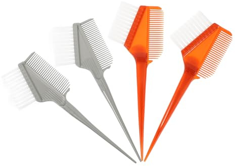 Gatuida 4 Stück Teiliges Haarfärbepinsel Rutschfestem Griff Doppelseitiger Applikatorbürste und Kamm Professionelles Friseurwerkzeug für Präzises Färben zu Hause Salon Silber Braun