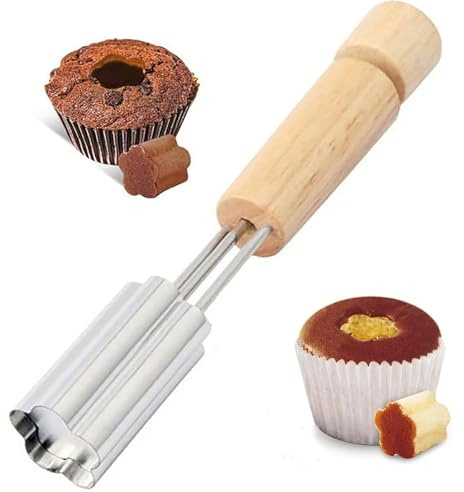 Cupcake Corer Tool Stainless Steel Flower Design - Reusable Baking Hole Punch for Fillings Long Lasting Cupcake Hole Cutter & Cake Digging Tool