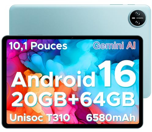 DOOGEE Tab A9 Android 16 Tablet 10 Pollici, 20GB RAM + 64GB ROM (TF 2TB), 6580mAh Batteria, 5G WiFi, 1280 * 800 IPS, BT5.0, 5MP+8MP, Tablet in Offerta gaming Unisoc T310 Quad Core/OTG/Face Unlock