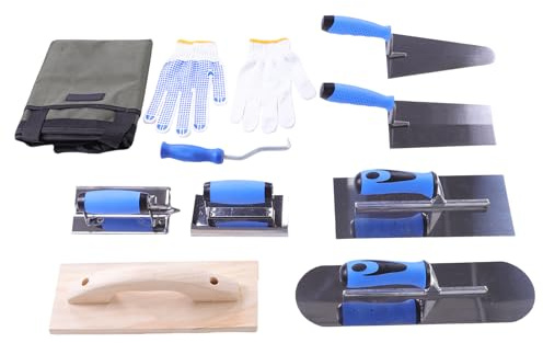 Wakects Kit di Attrezzi per Muratura da 10 Pezzi, Set di Muratura Durevole con Borsa degli Attrezzi per Intonacatura, Lavori in Calcestruzzo e Progetti Fai-da-te