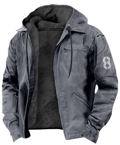 Genérico Parkas De Invierno Para Hombre Forro Polar Casual Chaqueta Con Capucha Y Cremallera Termico Abrigo Sherpa Elegante Cazadora Tactica Deporte