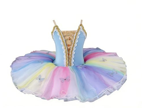 Flickor Balett Tutu Barn Dans Balett Leotard Camisole Klänning Broderad Tutu Dansdräkt Tävlingsdräkt,L,110
