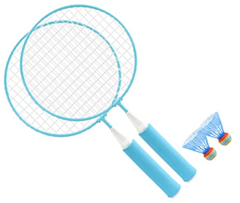 RASTKY Robustes -Badmintonschläger-Set mit Legierungsrahmen und Weichem Griff, Komplettes Set für Outdoor-Aktivitäten für, Straffe Bespannung für Bessere Kontrolle, 2 Schläger, 2 Bälle (Blue)